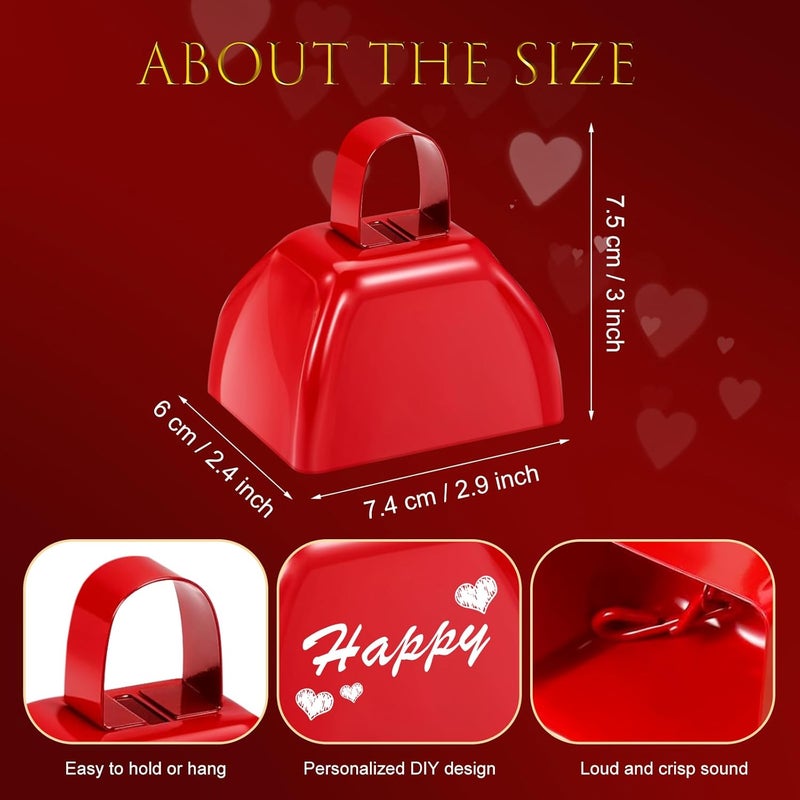 cssopenss 20 Pcs Metal Cowbell 3 Inch Noisemaker Cheering Bell Red Cow Bells for Sporting Events, Football Games,Weddings and Celebrations - Image 2
